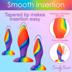 Simply Sweet Rainbow Silicone Butt Plugs Set of 3