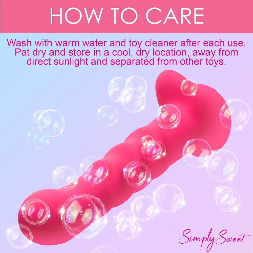 Curve Simply Sweet Ribbed Silicone Vibrating Remote Dildo in Red