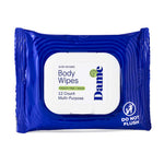 Pack of Dame body wipes with blue packaging on a white background