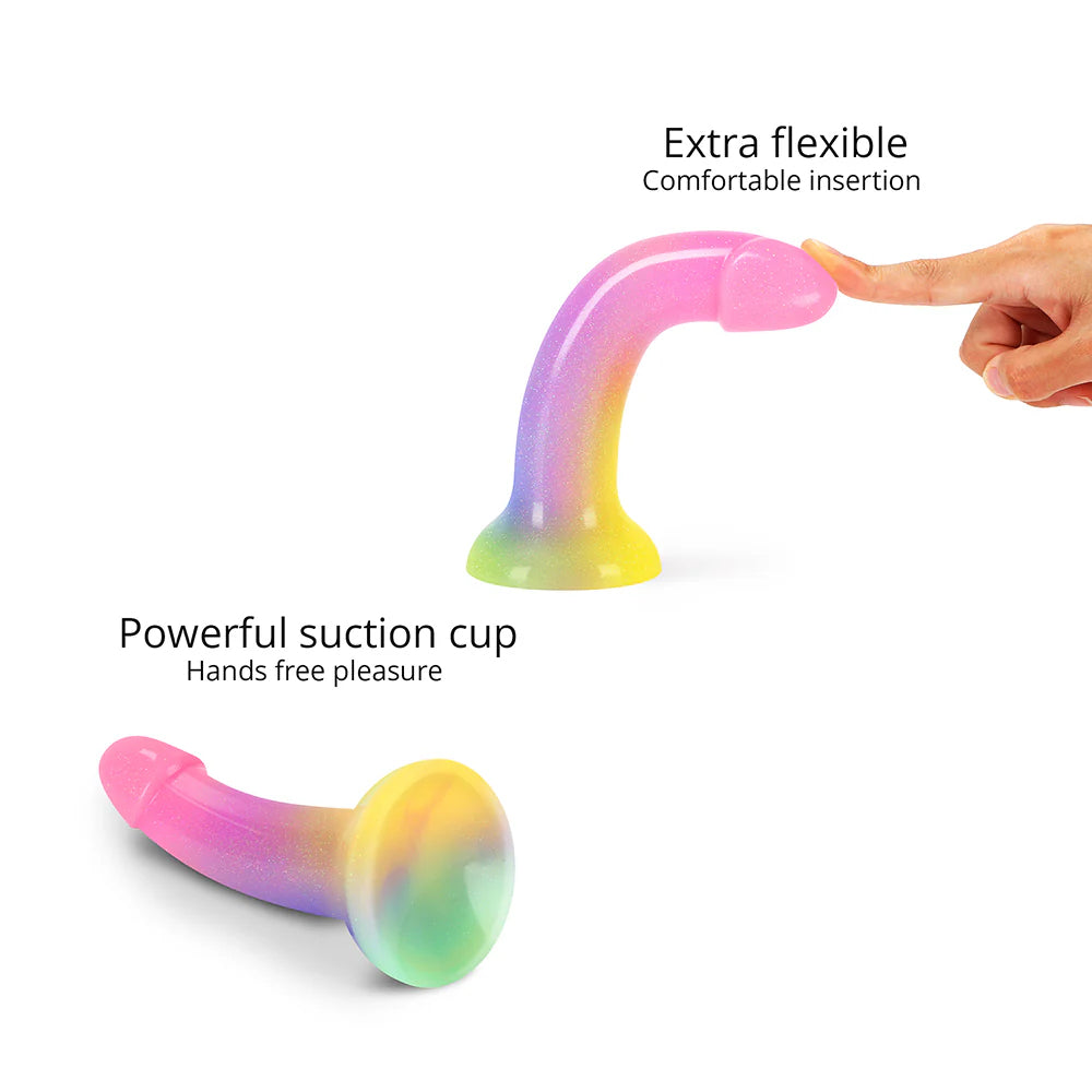 Dildoll Stargazer rainbow glitter silicone dildo