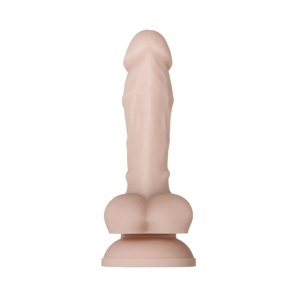 4" Posable Silicone Dildo with Balls and Suction Cup - Vanilla