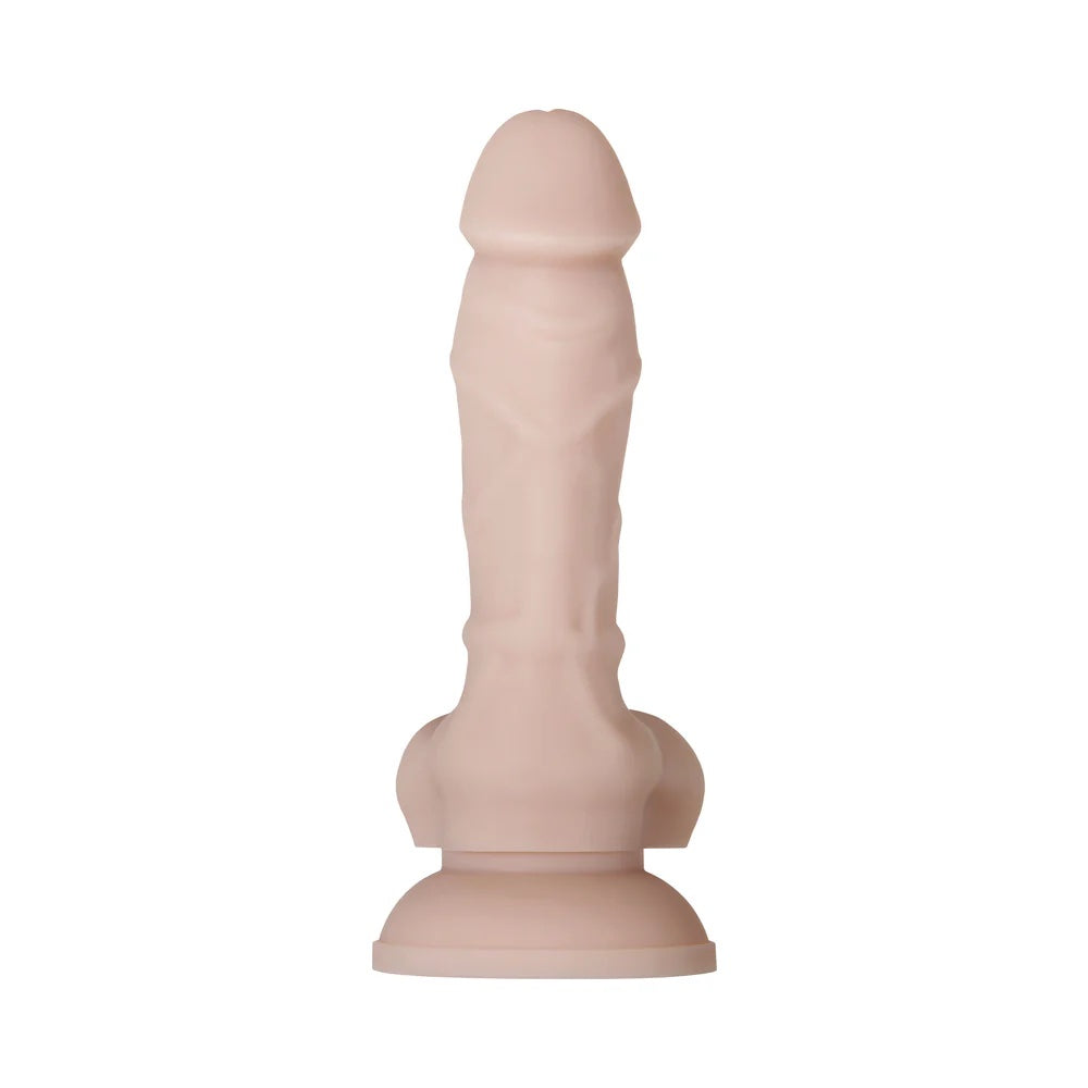 4" Posable Silicone Dildo with Balls and Suction Cup - Vanilla