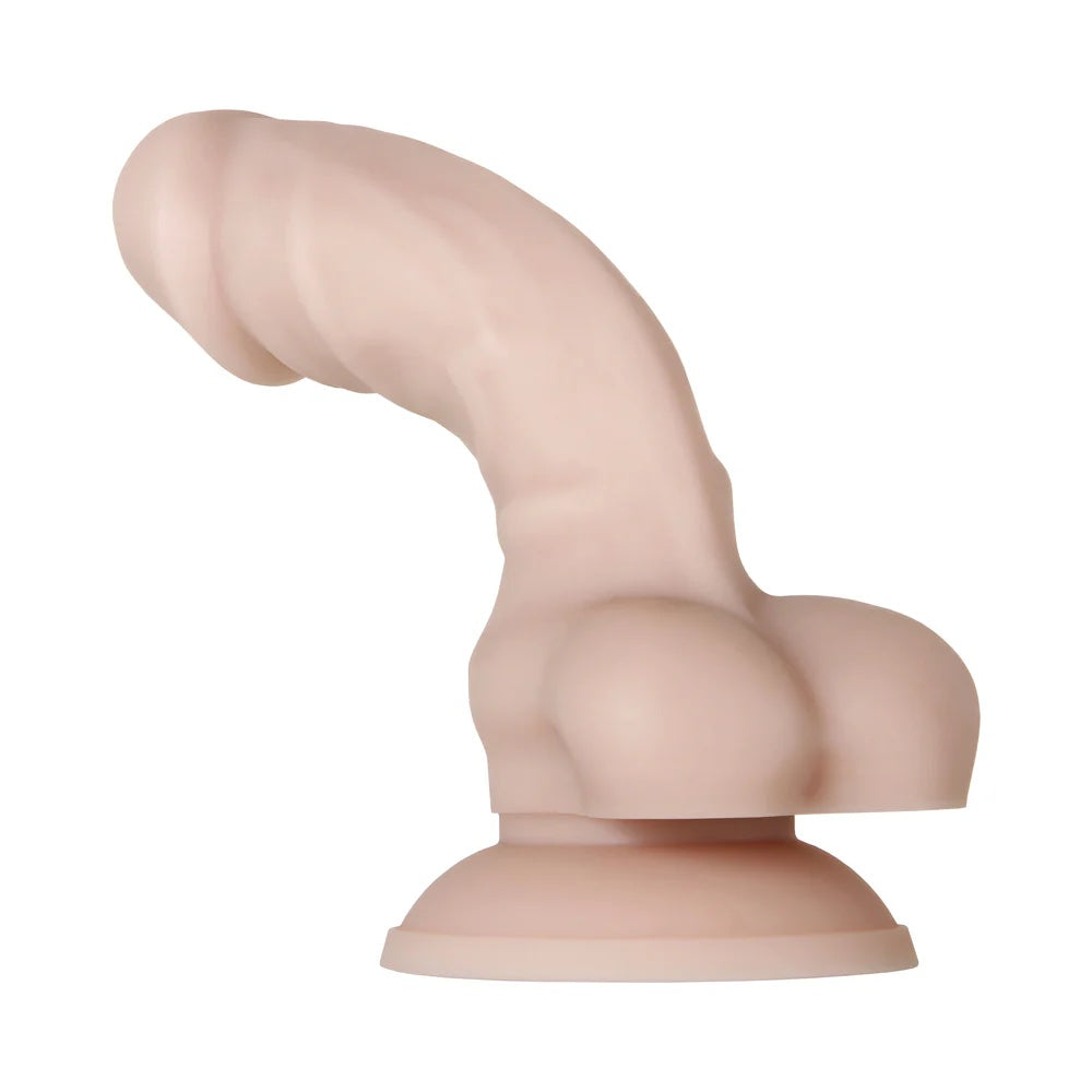 4" Posable Silicone Dildo with Balls and Suction Cup - Vanilla