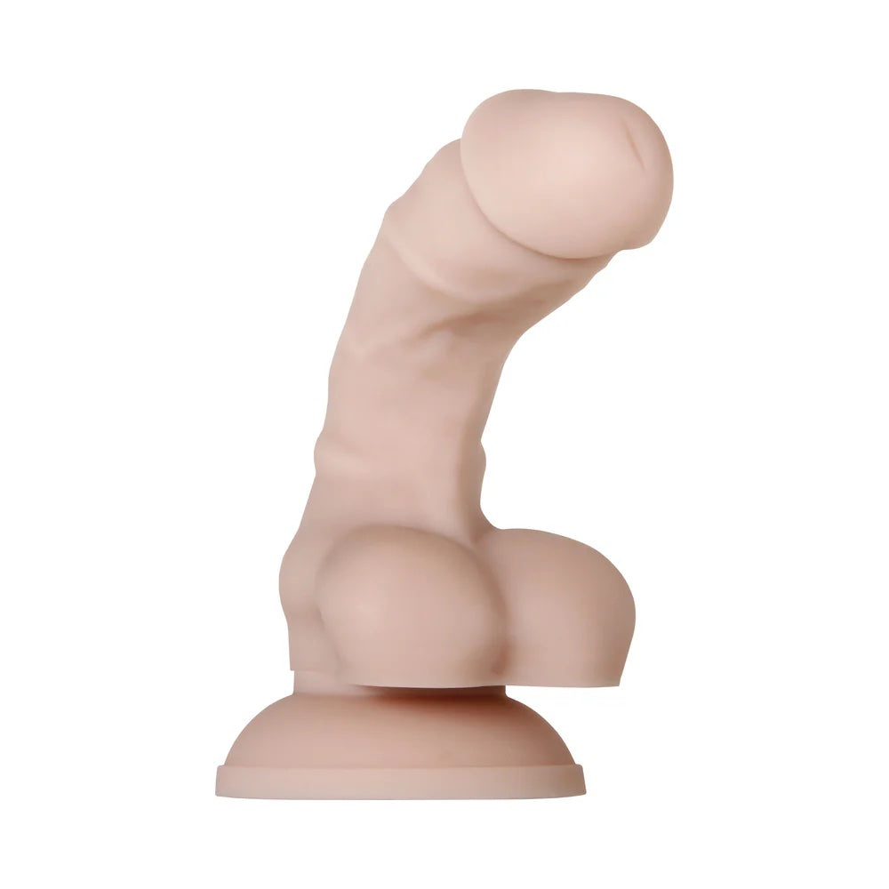 4" Posable Silicone Dildo with Balls and Suction Cup - Vanilla