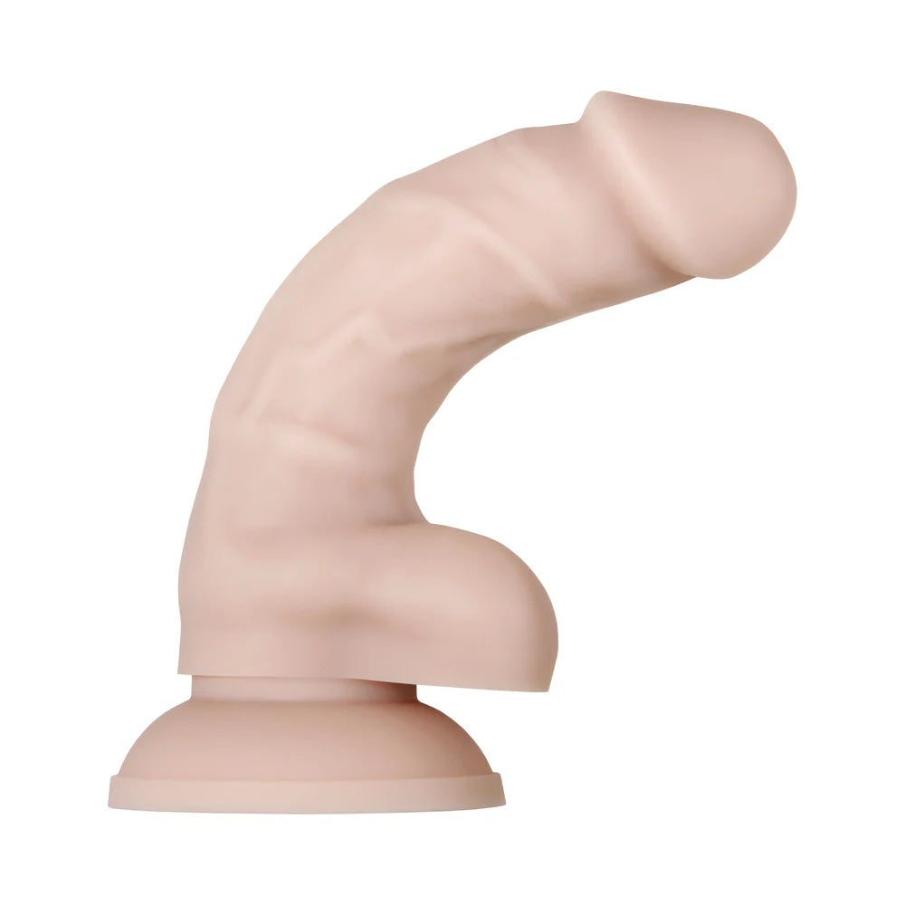 4" Posable Silicone Dildo with Balls and Suction Cup - Vanilla