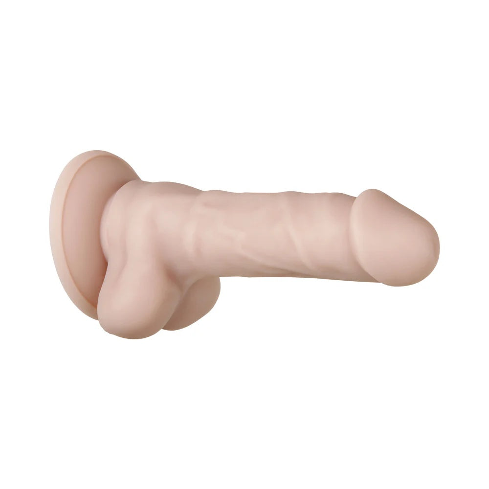 4" Posable Silicone Dildo with Balls and Suction Cup - Vanilla