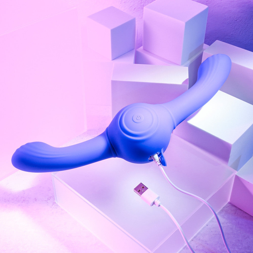 Evolved Our Gyro Vibe Rechargeable Dual Ended Gyrating Silicone Vibrator - Purple