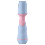 FemmeFun FFIX Mini Battery operated wand vibrator in blue from front
