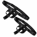 FTM Co. Minimal Thong Packing Harness 2-pack in black, laid flat