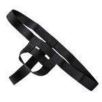 FTM Co. Minimal Thong Packing Harness in black, laid flat