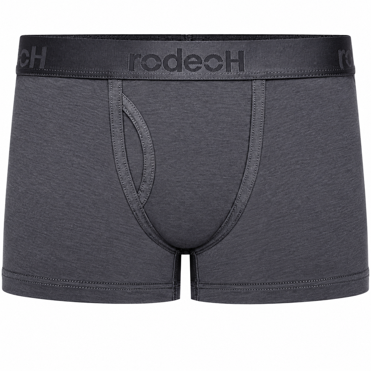 RodeoH Shift Short packer underwear in gray with satin logo waistband, from the front