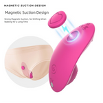 Heartbeat silicone pink remote controlled panty vibrator with magnetic  clip removed form vibe and sketch image of placement of heartbeat in a panty