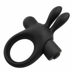 Hopper Vibrating Cock Ring in black with two vibrating bunny ears