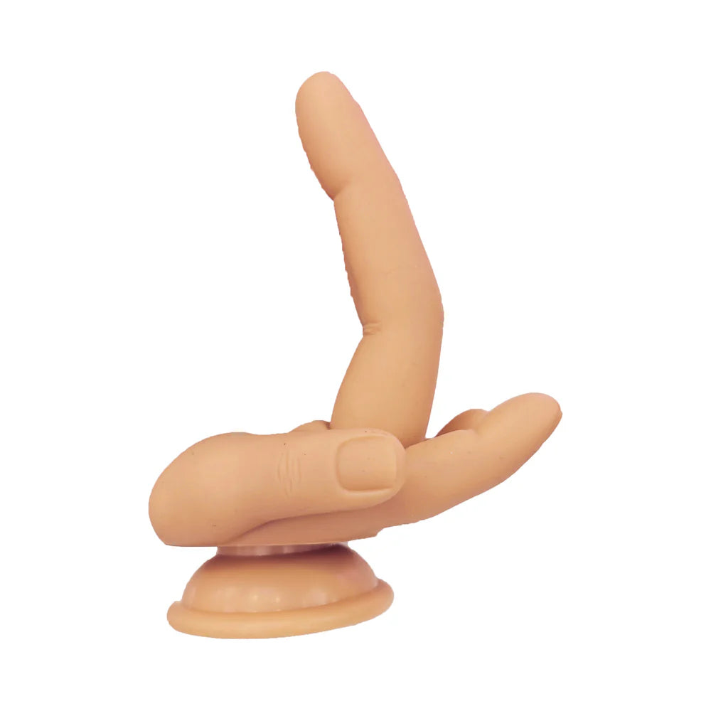 Finger Fest Silicone Dildo - 4.75" Double Up - Vanilla