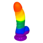 6" Love Bug Rainbow Silicone Dildo with Balls