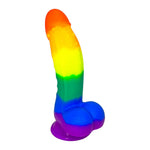 6" Love Bug Rainbow Silicone Dildo with Balls