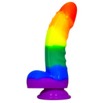 6" Love Bug Rainbow Silicone Dildo with Balls