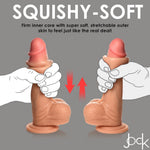 Jock Real Skin 8" silicone dual density sliding skin dildo with balls