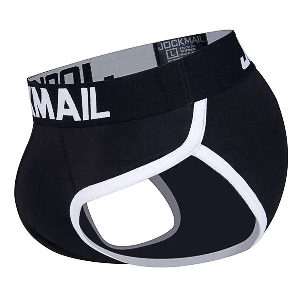 jockmail brief packer underwear black side view