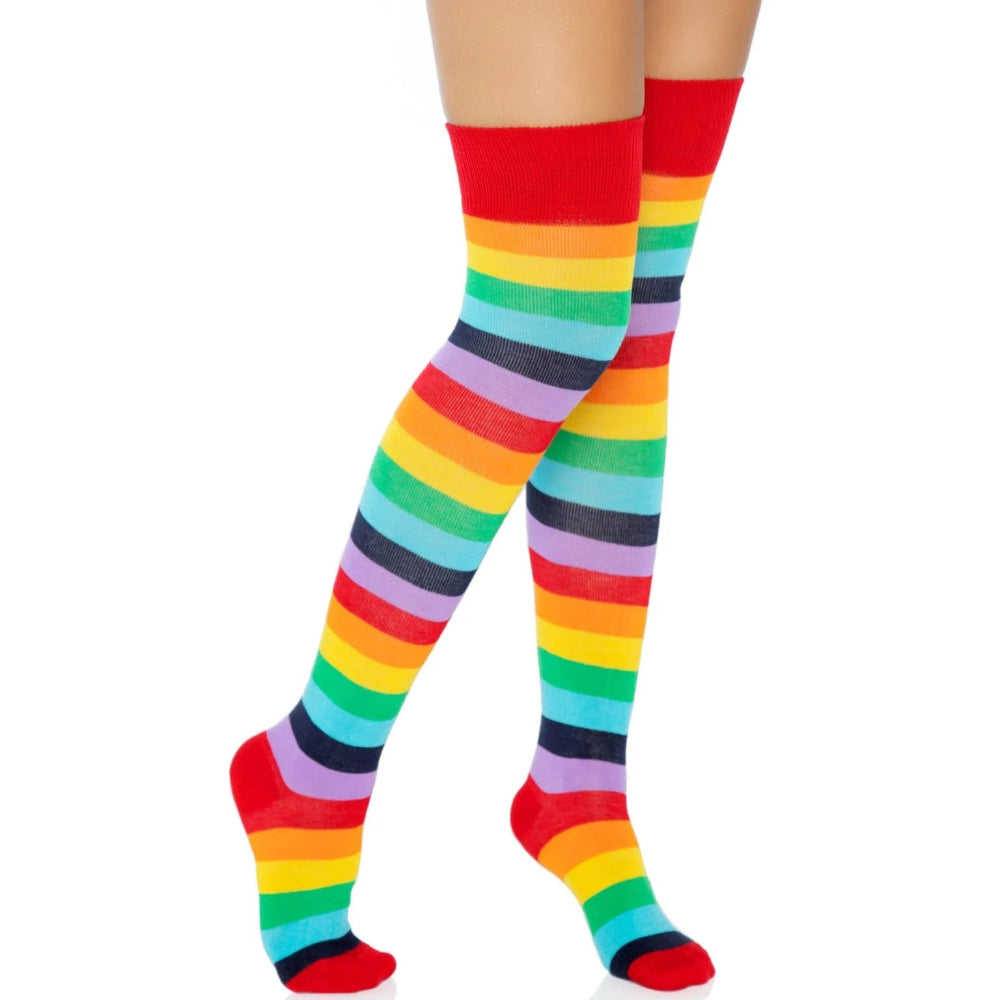 Cherry Rainbow Thigh High Socks