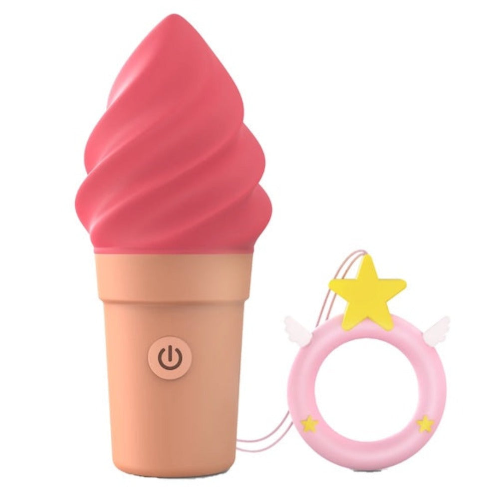 Love to Love Cand'Ice  Silicone Ice Cream Cone Massager Raspberry