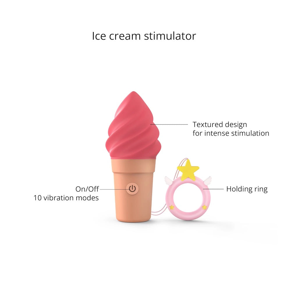 Love to Love Cand'Ice  Silicone Ice Cream Cone Massager Raspberry