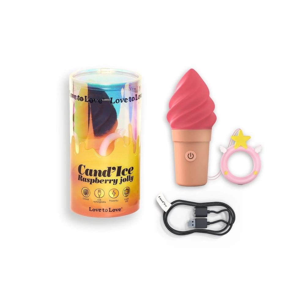 Love to Love Cand'Ice  Silicone Ice Cream Cone Massager Raspberry