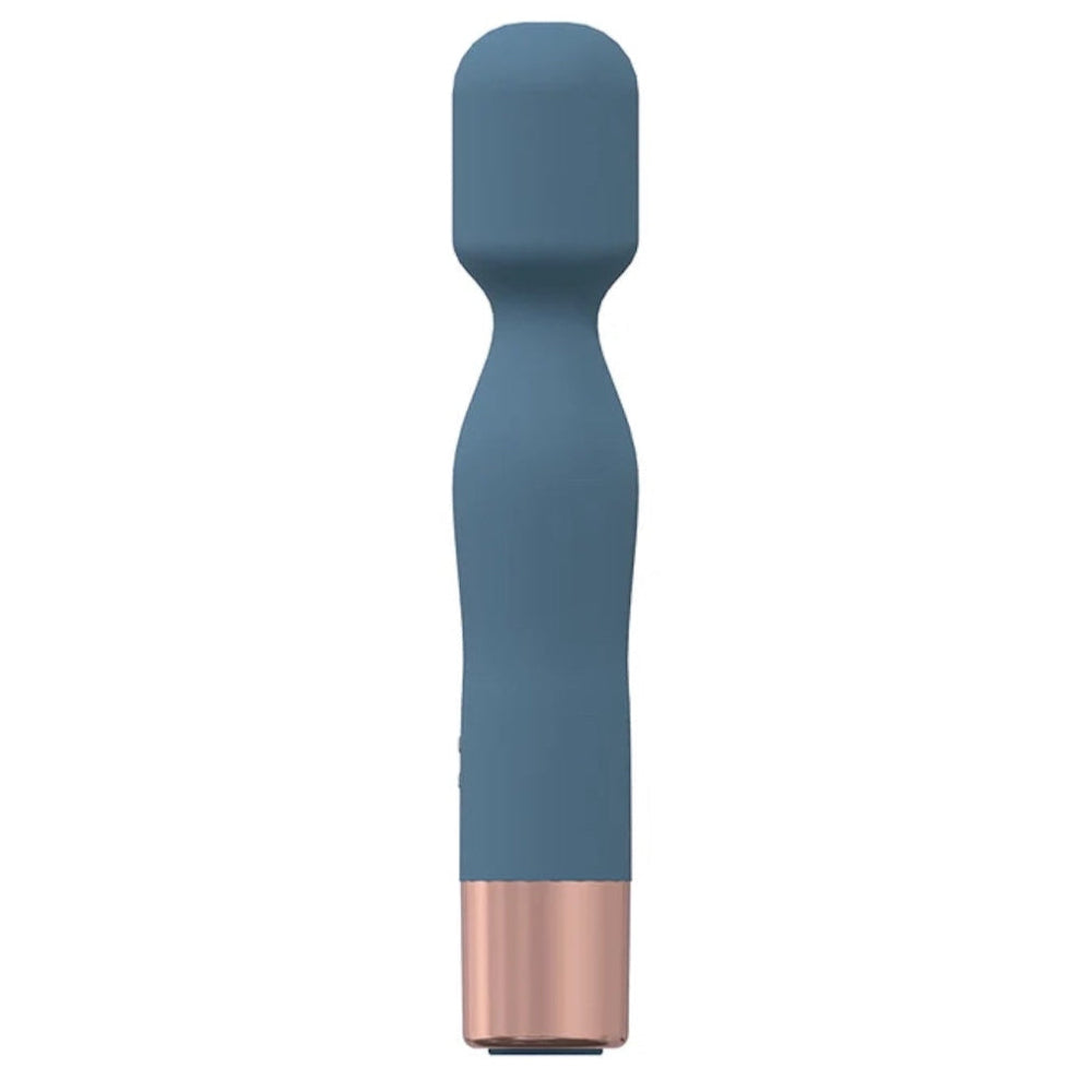 Blue Silicone Glamour Vibrating silicone wand from the side