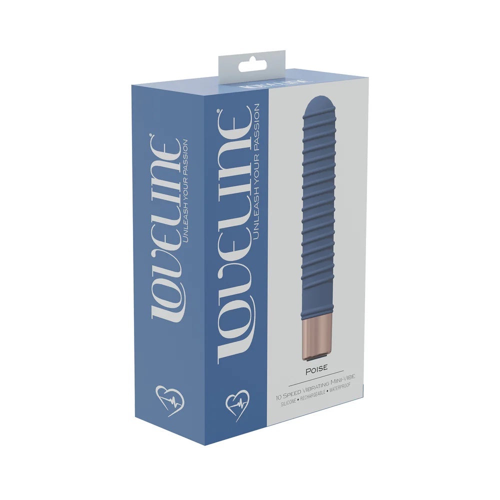 Loveline Poise Ribbed Silicone Mini Vibrator Blue Gray