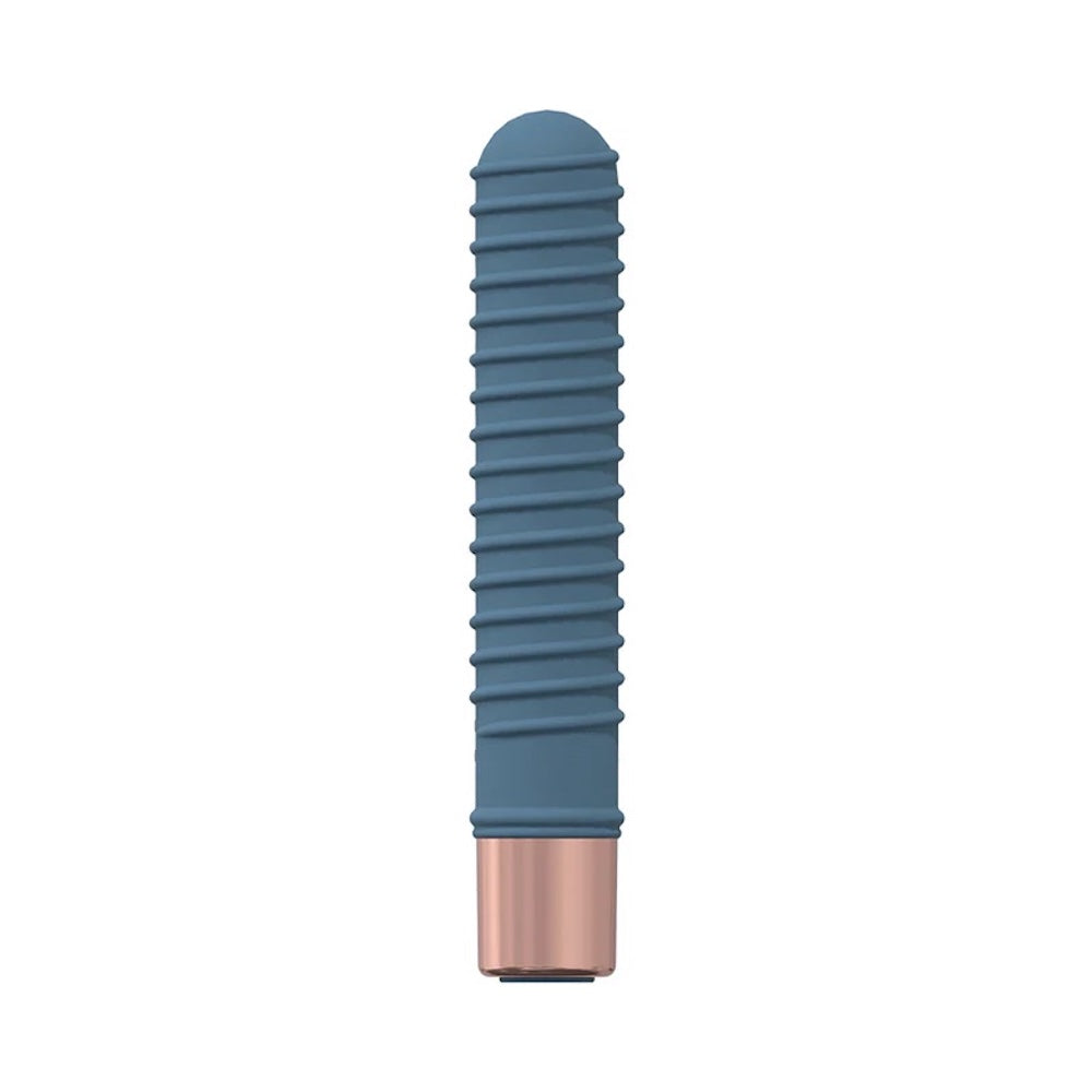 Loveline Poise Ribbed Silicone Mini Vibrator Blue Gray