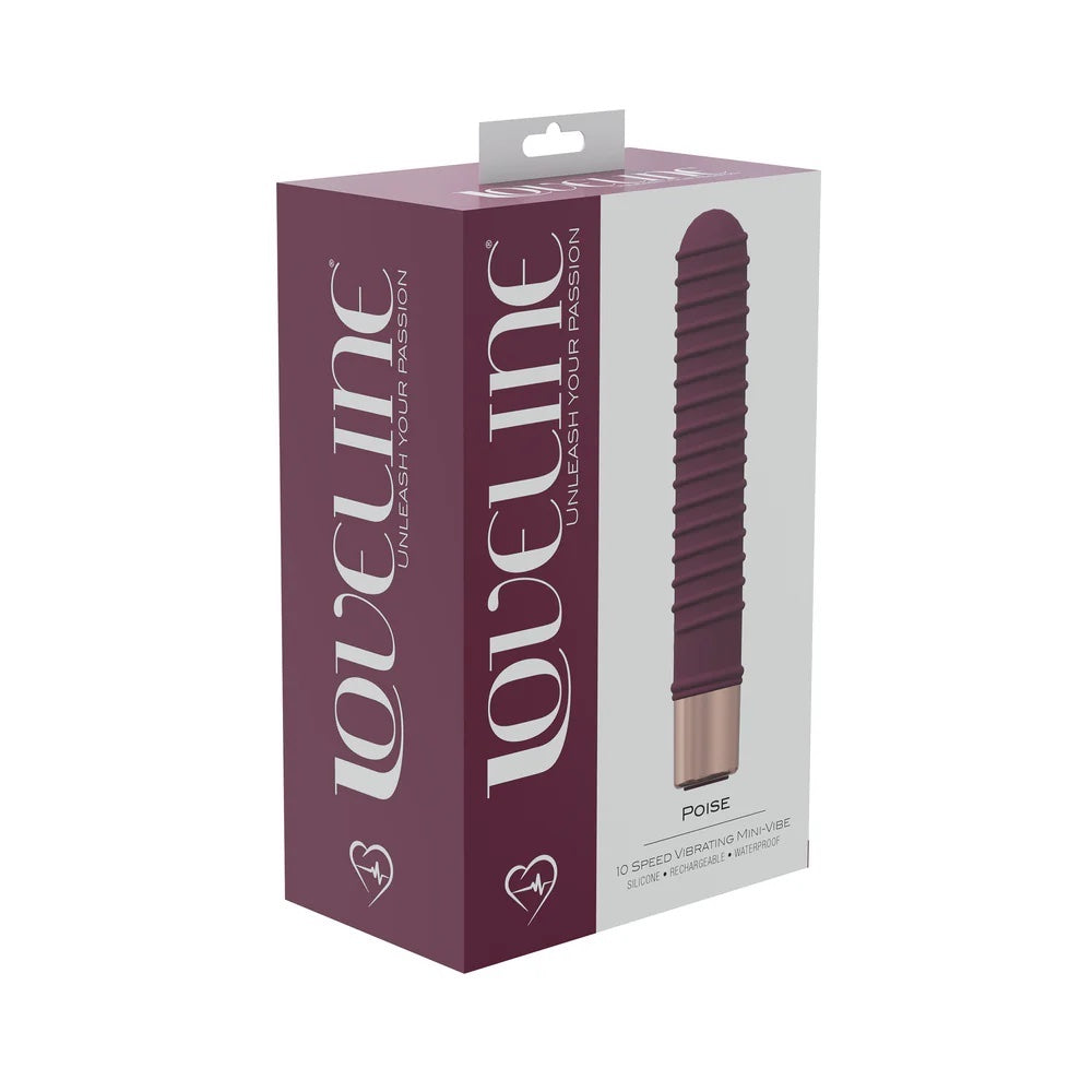 Loveline Poise Ribbed Silicone Mini Vibrator Burgundy