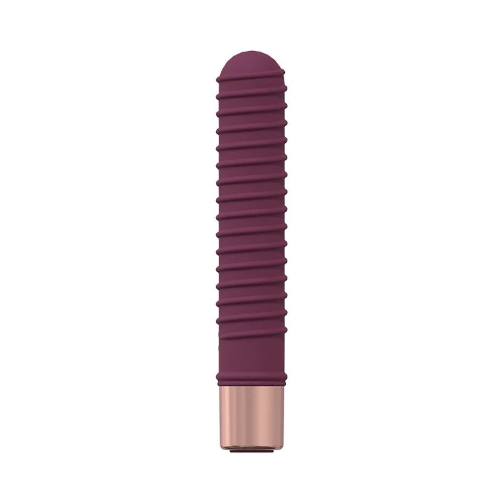 Loveline Poise Ribbed Silicone Mini Vibrator Burgundy