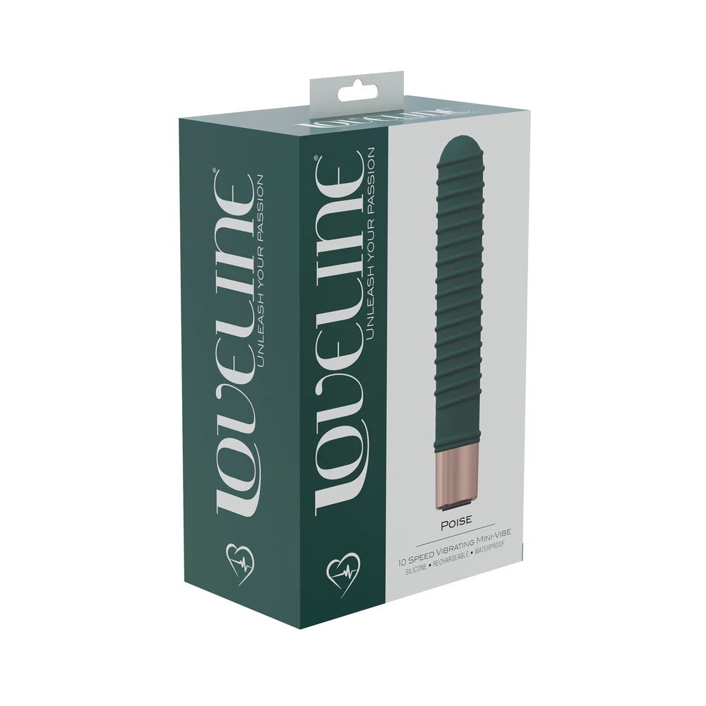 Loveline Poise Ribbed Mini Silicone Vibrator Green