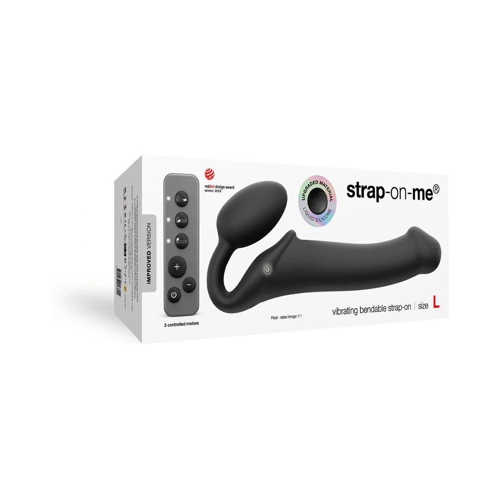 Lovely Planet Strap on Me Black L Strapless vibrator with remote