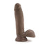 Chocolate Au Naturel dual density sensafeel dildo with balls and suction cup from side