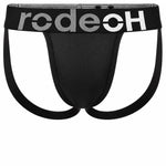 RodeoH Shift Sport Minimal Jock in Black Luxe, a smooth sporty fabric, front view