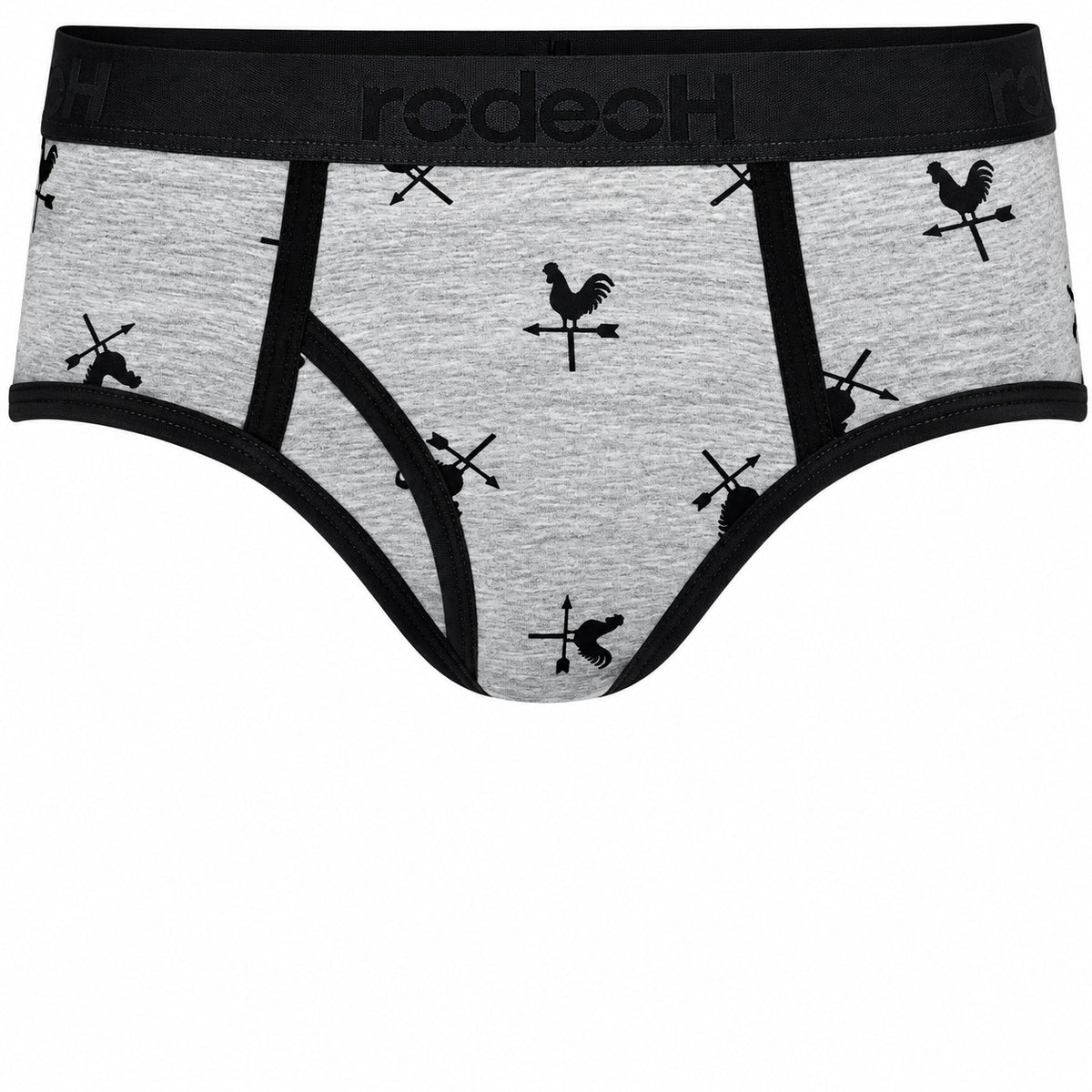 RodeoH Top Loading Brief Packing Underwear in Gray Cocks print, front view