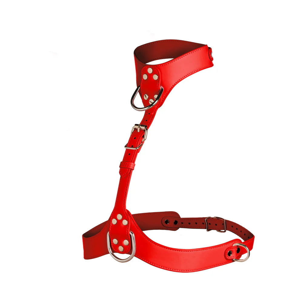 Master Series Vixen Vegan Leather Chest Harness - Red