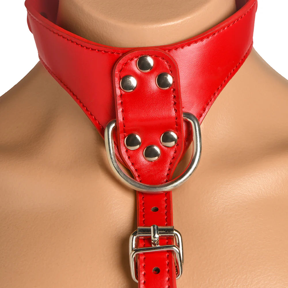Master Series Vixen Vegan Leather Chest Harness - Red