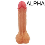 nexus legacy silicone tan dildo alpha form the front, flat on its suction cup base