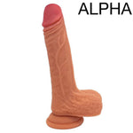 nexus legacy silicone tan dildo alpha form the side, flat on its suction cup base