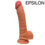 nexus legacy silicone tan dildo epsilon from the side, flat on its suction cup base