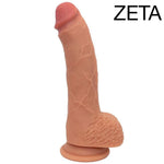nexus legacy silicone tan dildo zeta from the side, flat on its suction cup base