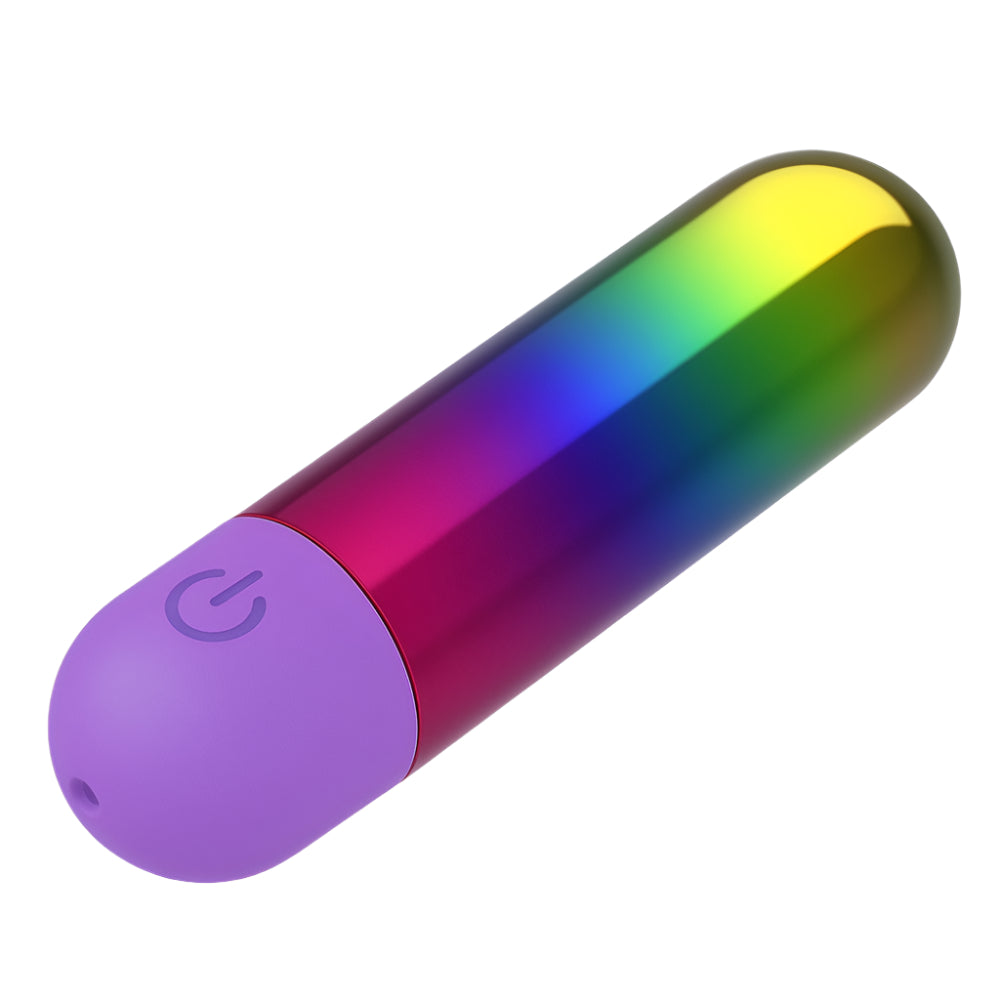 Rainbow ombre metallic shine bullet rechargeable vibrator