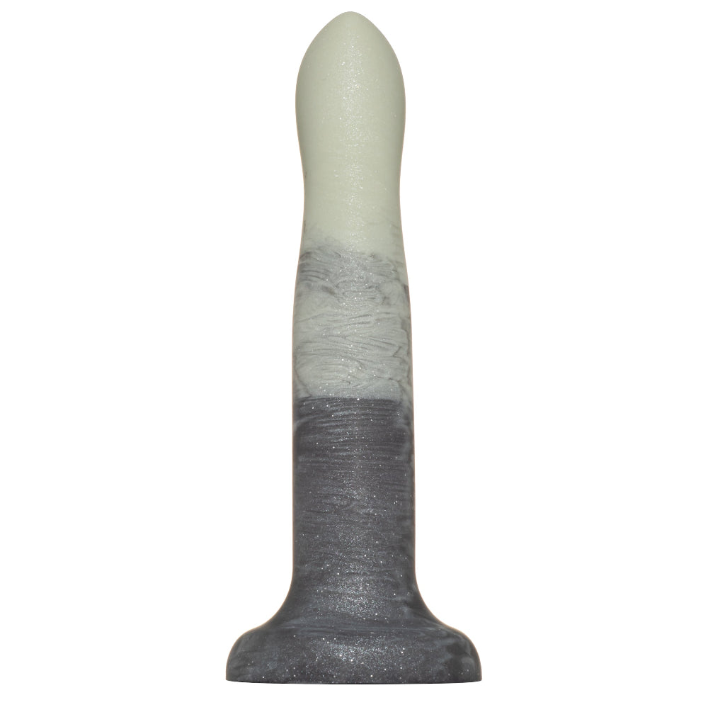 7" Rory Smoke Show Swirl Silicone Dildo -  Celadon Green and Black