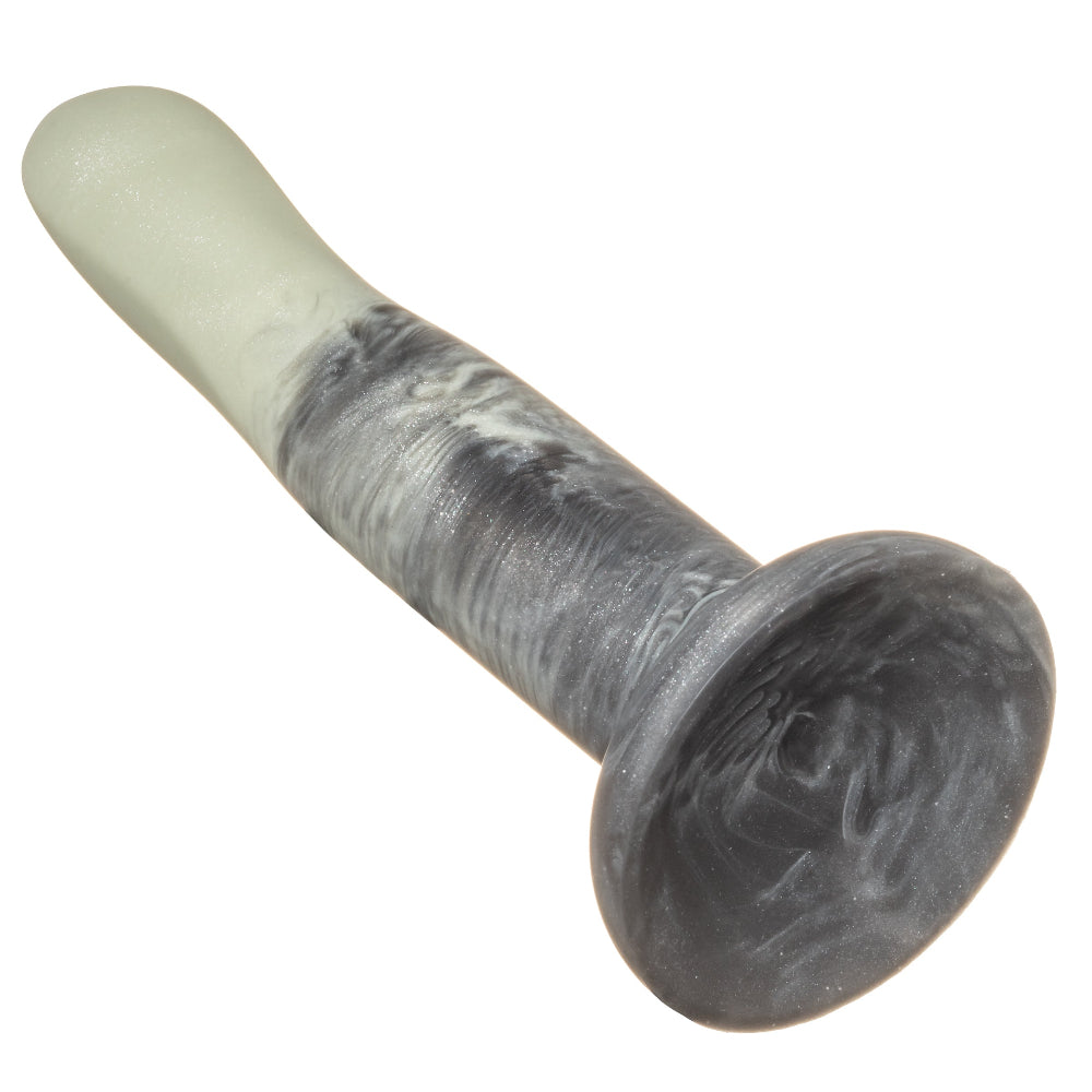 7" Rory Smoke Show Swirl Silicone Dildo -  Celadon Green and Black