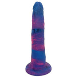 Nexus Wisp Slim tapered silicone celestial colored dildo with suction base base, from the back