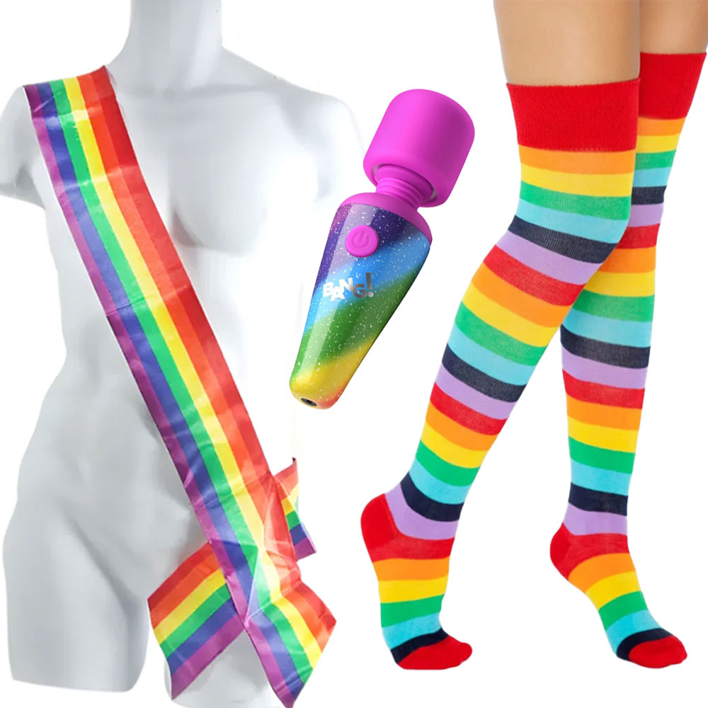 Pride Bundle - Gay Vibes- 3 Piece Kit with Mini Vibe, Socks and Sash