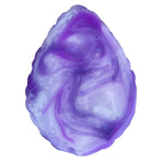Pris toys tribble silicone fantasy grinder dildo cushion in amethyst, a swirls of 3 shades of purple, from the back which is flat and smooth