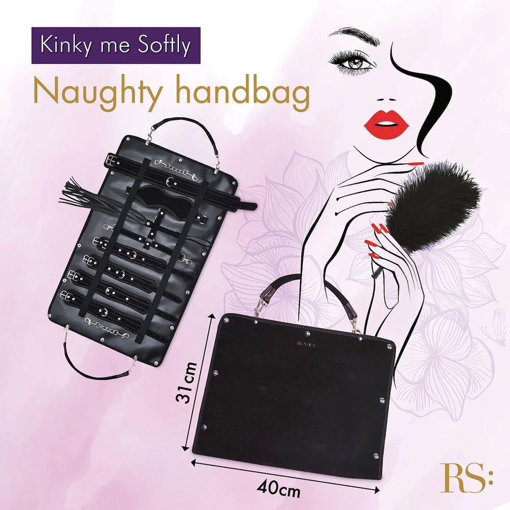 Kink Me Softly 7 Piece Bondage Kit with Storage Bag - Black